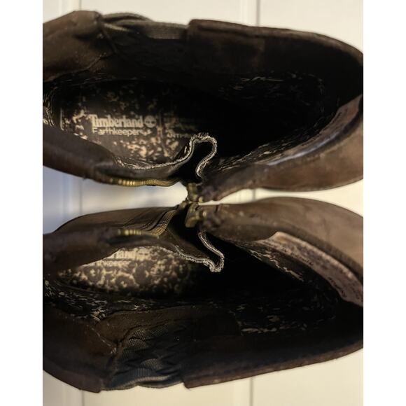 Timberland Earthkeepers Boots Stratham Block Heels Brown Nubuck Leather Size 8.5 - Picture 10 of 14